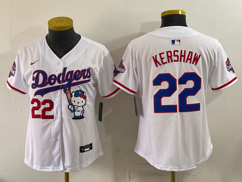 women Los Angeles Dodgers #22 Kershaw white 2026 MLB jersey